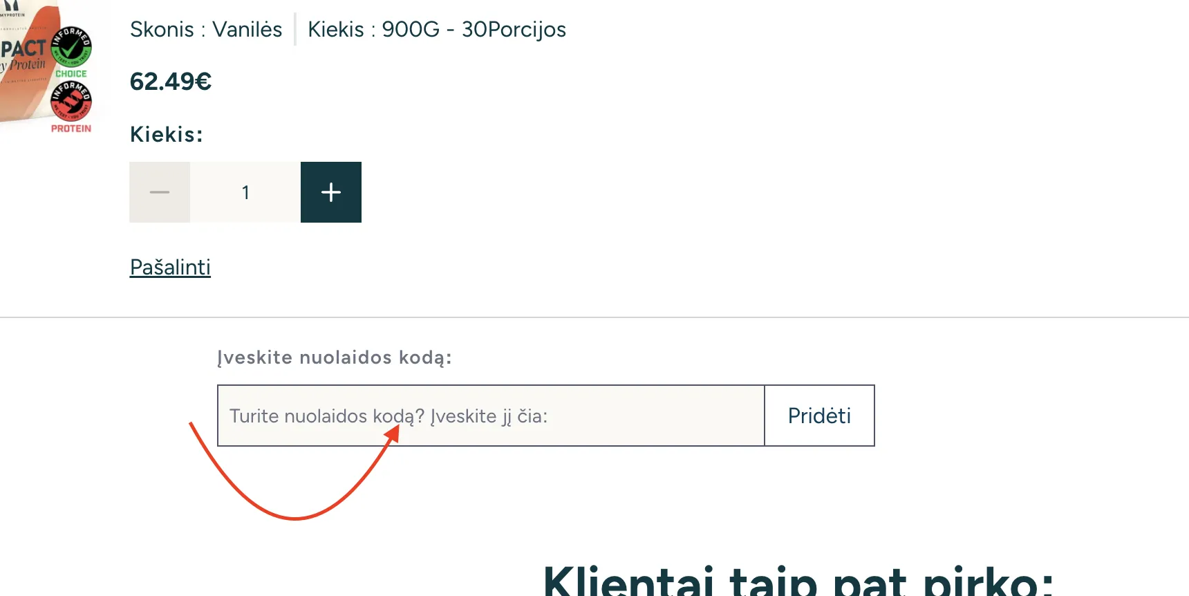 Įveskite Nuolaidos Kodą